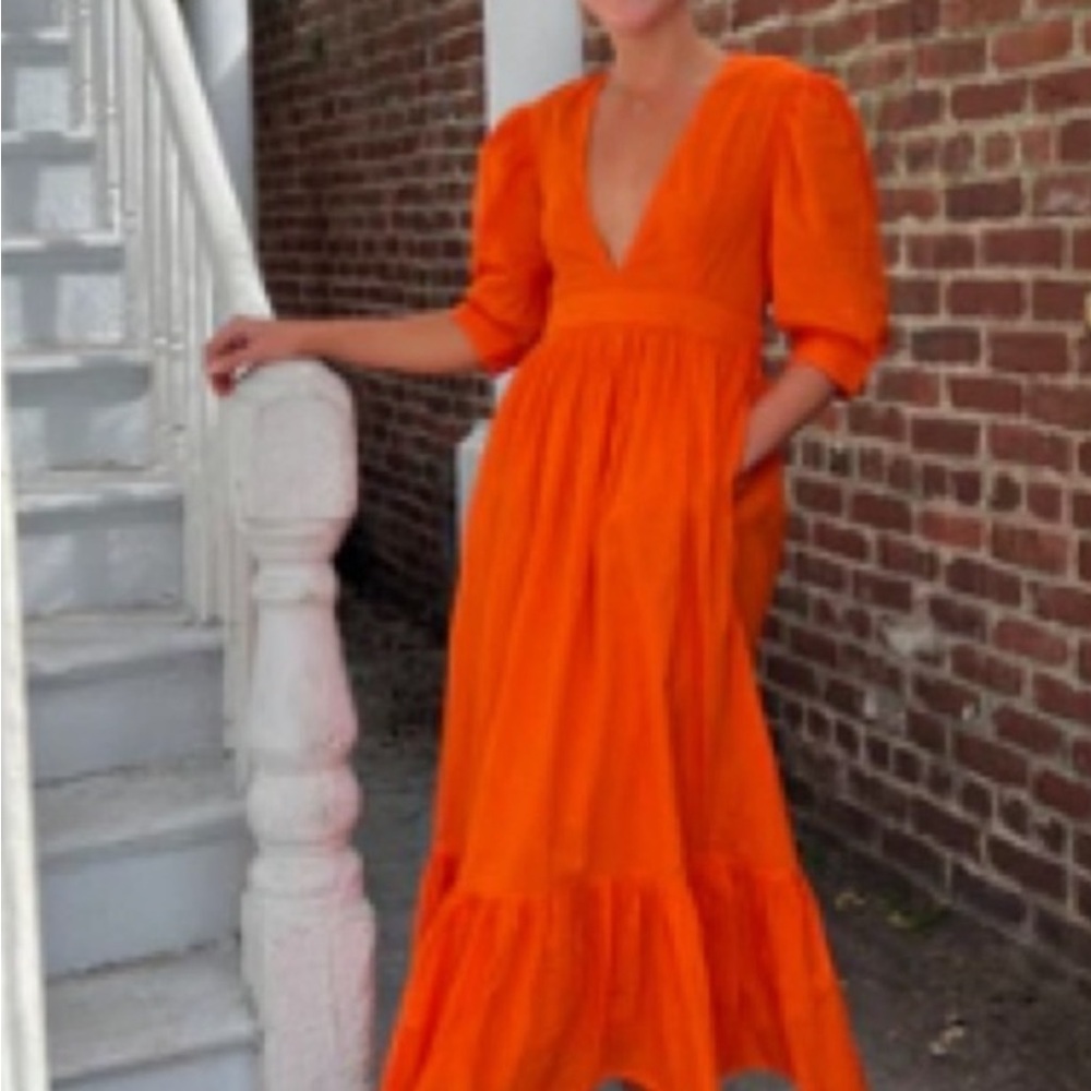 Madison Mathew’s Red Deep V Maxi Dress for Women